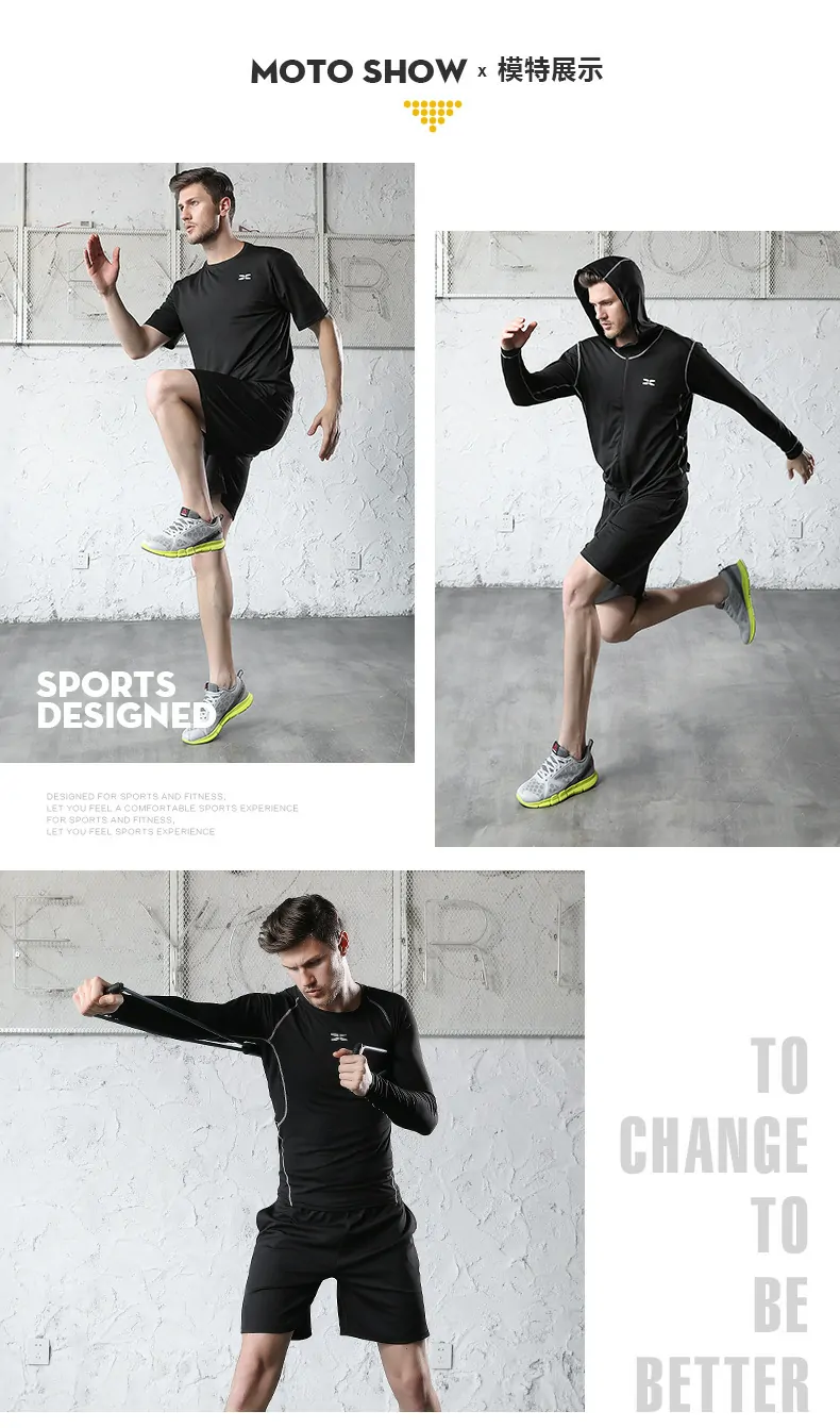 Men's 3-Piece Compression Training Suit - Thermal Layer for Gym, Running & Basketball - 图片 2