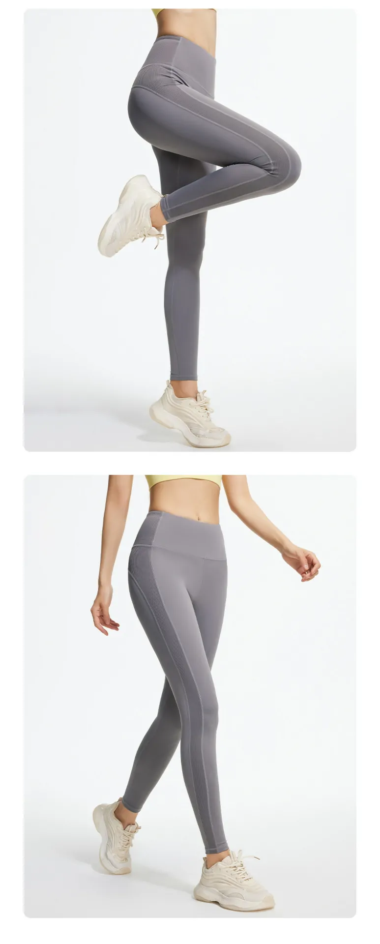 Striped Panels Sculpting Leggings - High Waisted Booty Lifting & Tummy Control for Dynamic Training - 图片 5