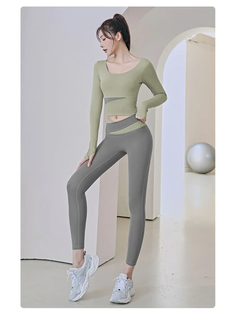Color Block Cropped Long Sleeve - Street-Ready Yoga Top for Layered Workout Styles - 图片 3