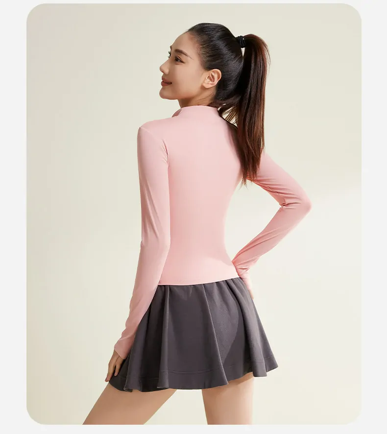 Contrast-Stitch Slim Fit Sports Jacket – Thumbhole Cuff & Streamlined Cut for Yoga & Gym - 图片 5