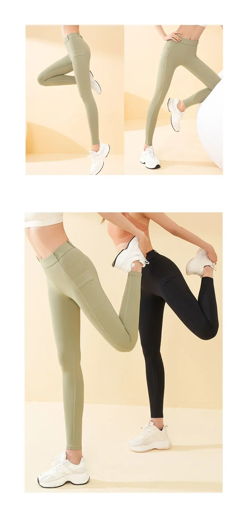 High Waisted Biker Shorts with Side Pockets - No Roll Waist & Tummy Control for Yoga & Gym - 图片 2