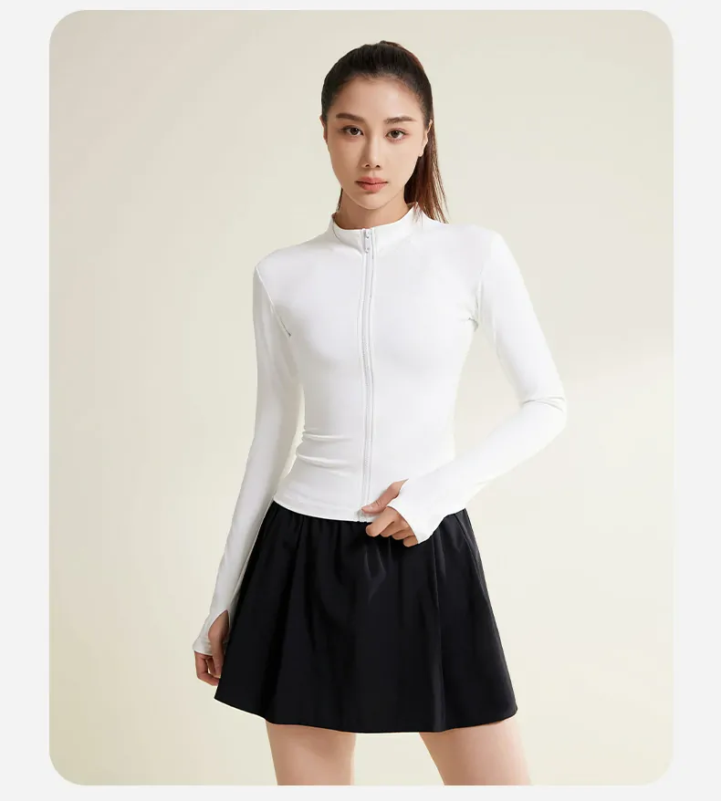 Contrast-Stitch Slim Fit Sports Jacket – Thumbhole Cuff & Streamlined Cut for Yoga & Gym - 图片 6