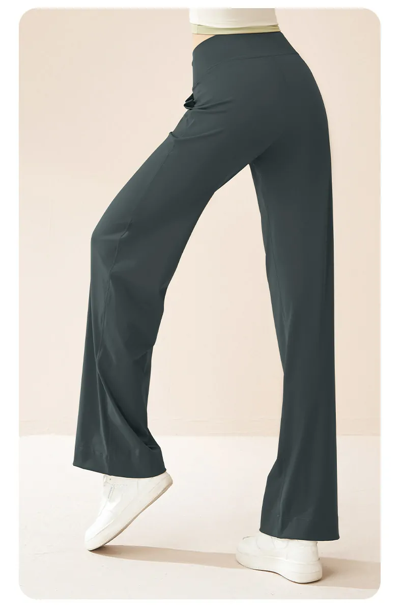 High-Waisted Wide-Leg Yoga Pants with Drawstring - Fluid Drape & Booty Lifting for Effortless Movement - 图片 6