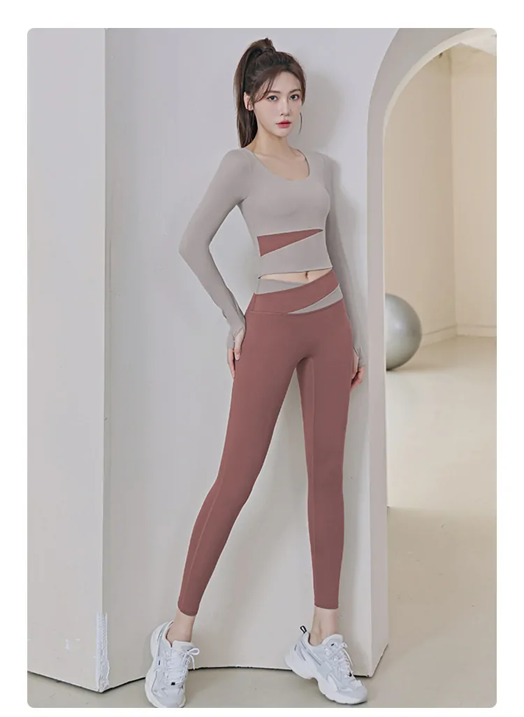 Color Block Cropped Long Sleeve - Street-Ready Yoga Top for Layered Workout Styles - 图片 5