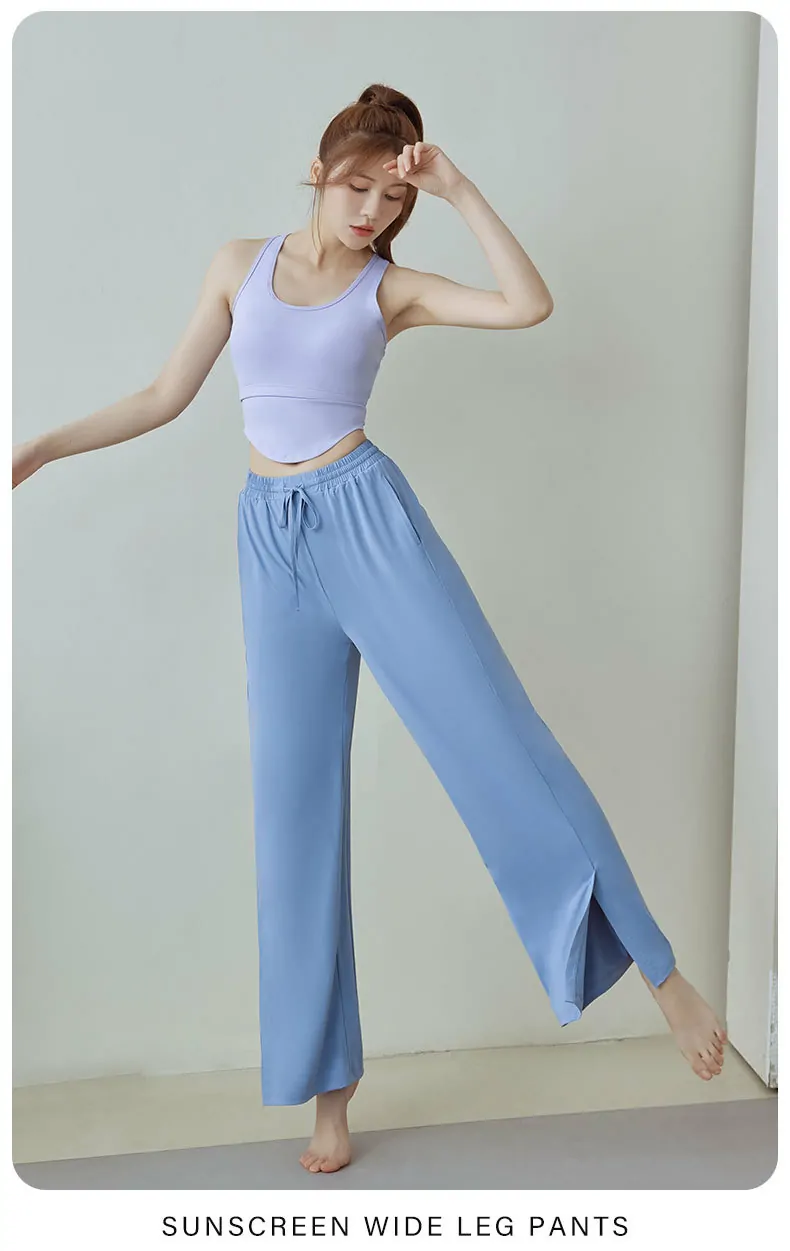 Cool-Touch UPF 50+ Wide Leg Pants – Fluid Draping with Side Slits for Sun Protection & Resort Wear - 图片 3