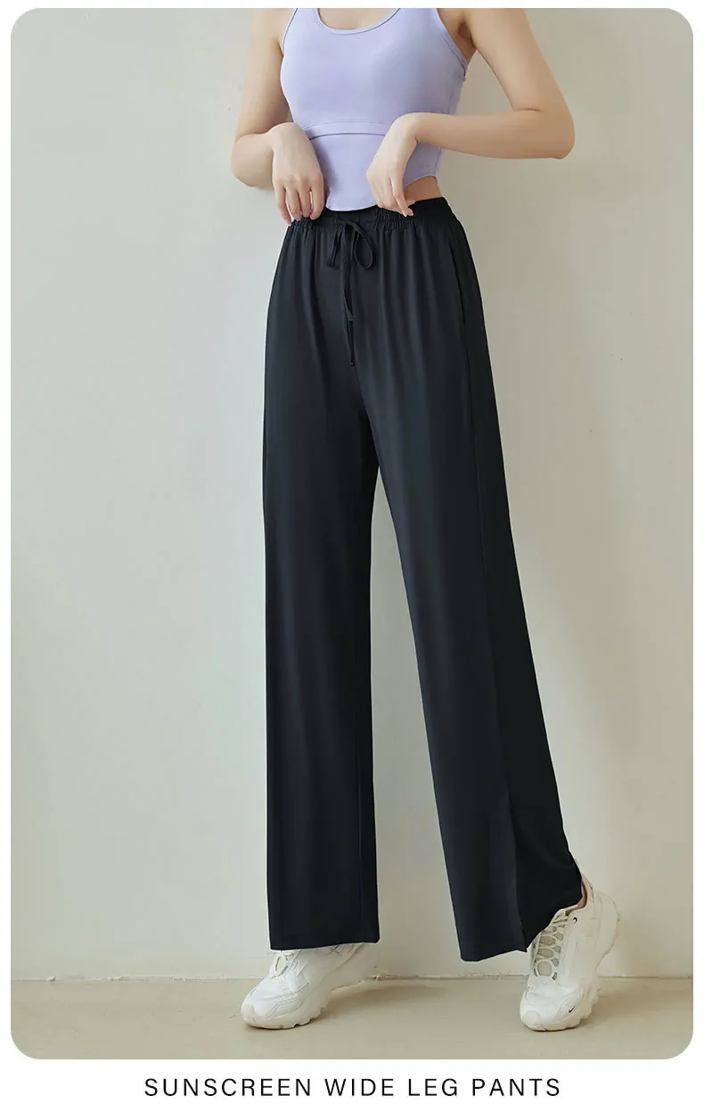 Cool-Touch UPF 50+ Wide Leg Pants – Fluid Draping with Side Slits for Sun Protection & Resort Wear - 图片 4