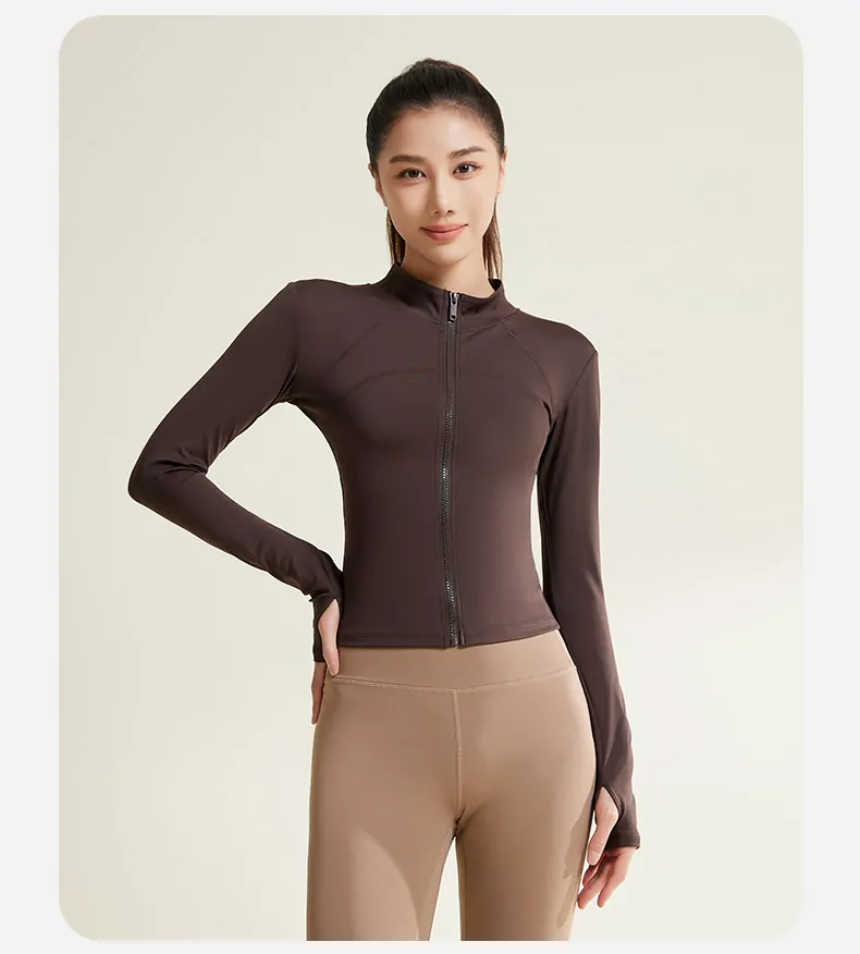 Contrast-Stitch Slim Fit Sports Jacket – Thumbhole Cuff & Streamlined Cut for Yoga & Gym - 图片 10