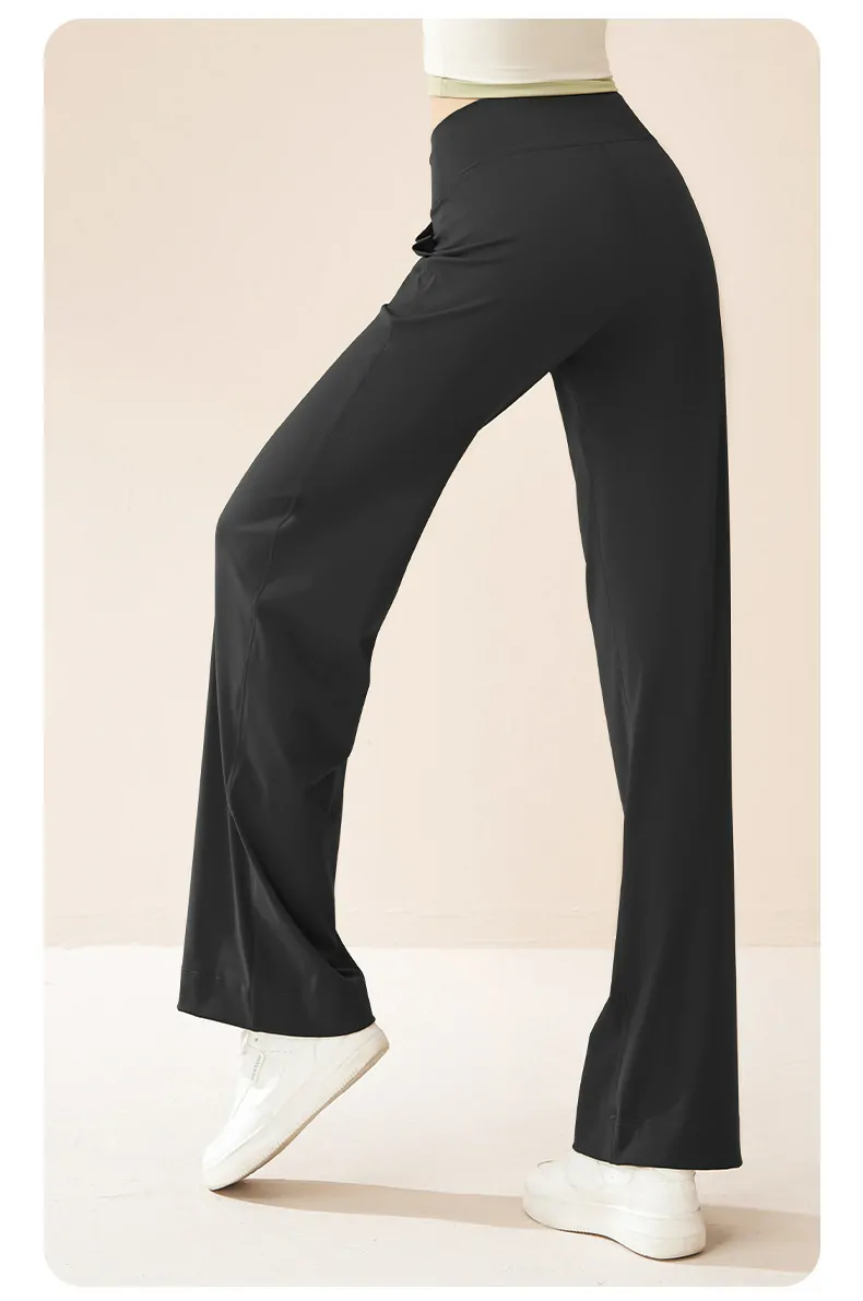 High-Waisted Wide-Leg Yoga Pants with Drawstring - Fluid Drape & Booty Lifting for Effortless Movement - 图片 10