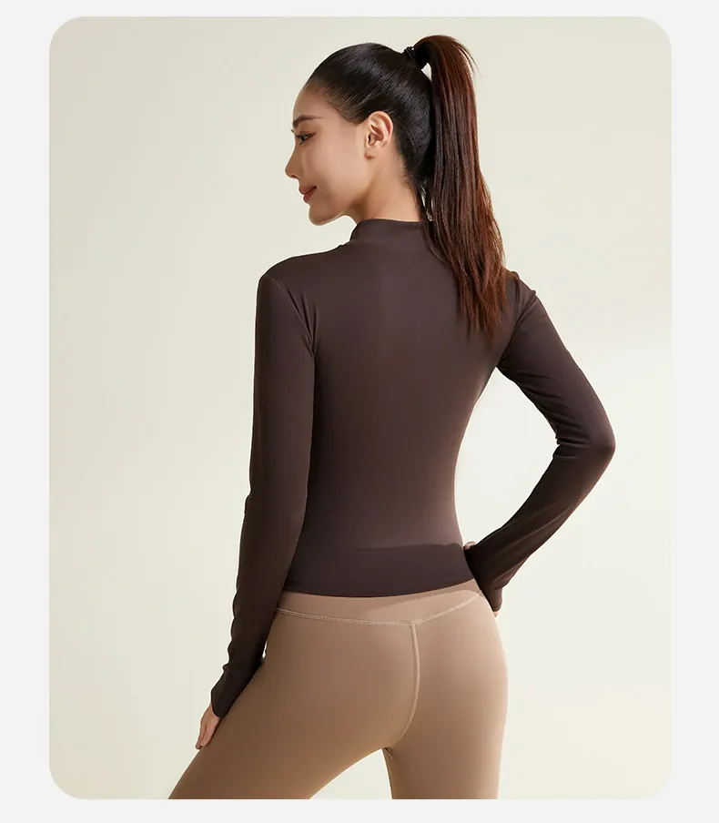 Contrast-Stitch Slim Fit Sports Jacket – Thumbhole Cuff & Streamlined Cut for Yoga & Gym - 图片 11