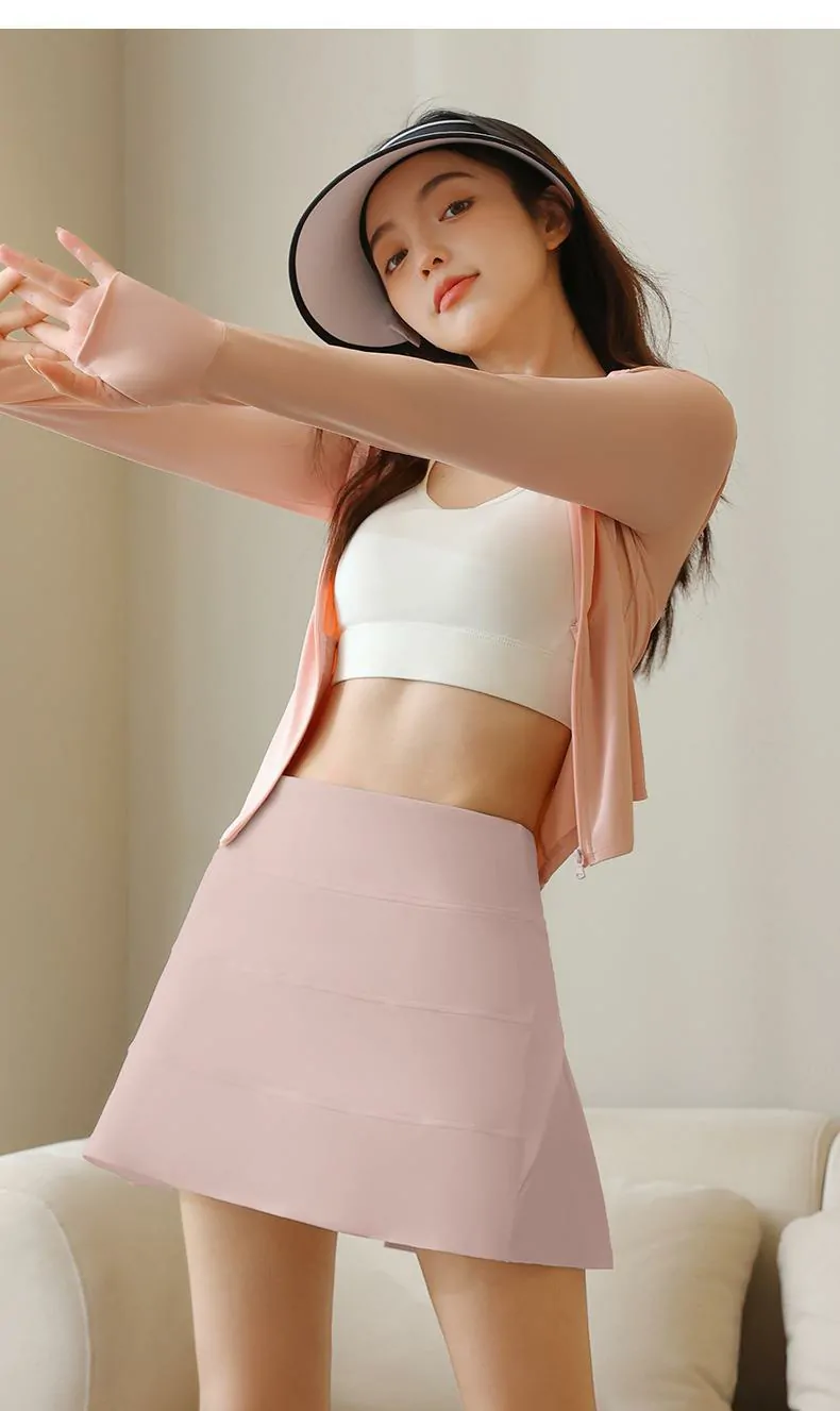 Cool-Touch 2-in-1 Pleated Skort – High Waisted A-Line Design with Built-in Shorts for Summer Activities - 图片 8