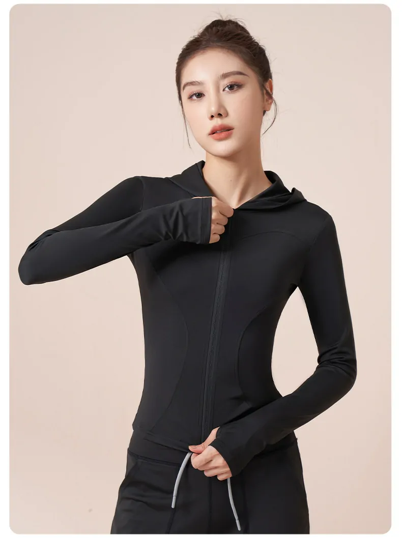 Hooded Training Jacket - Wind-Resistant & Streamlined Fit for Running, Cycling & Yoga - 图片 6
