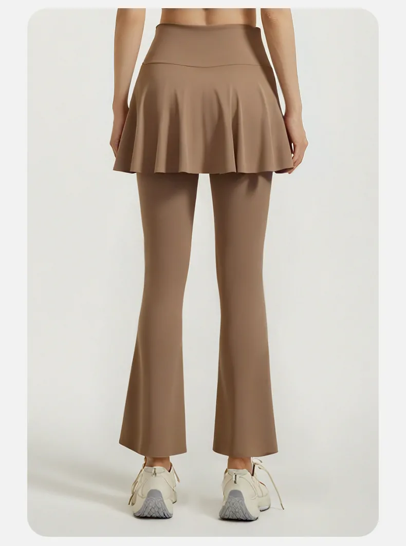 Color Block 2-in-1 Flared Leggings – High Waisted Sculpting Skort with Tummy Control for Yoga & Active Wear - 图片 7