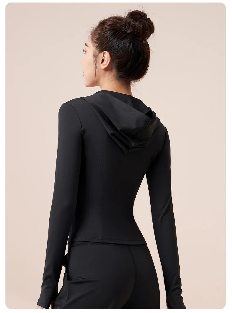 Hooded Training Jacket - Wind-Resistant & Streamlined Fit for Running, Cycling & Yoga - 图片 7