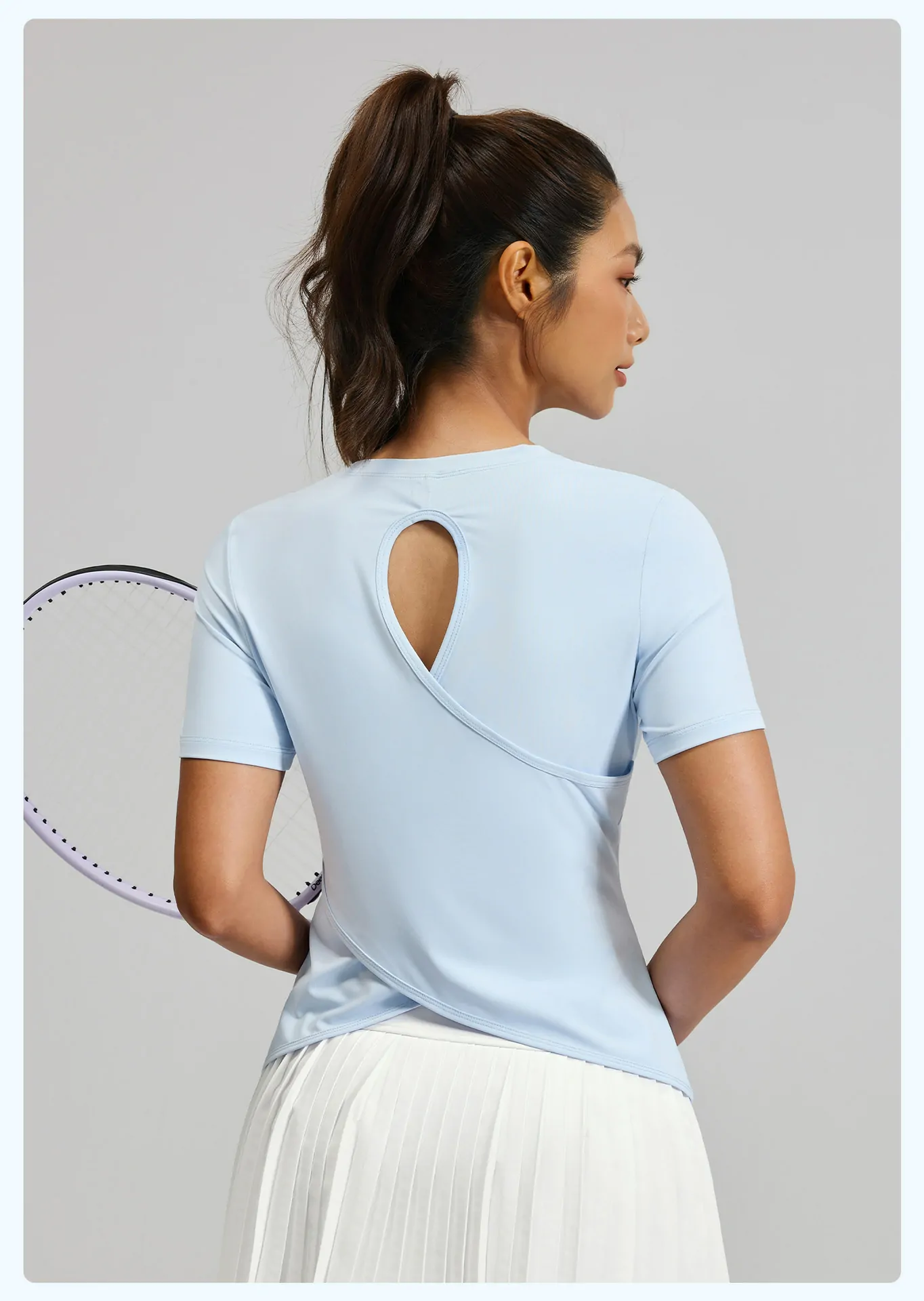 Open-Back Cross-Strap Workout Tee - Sculpted Back Design with Breathable Cotton for Yoga & Gym - 图片 5