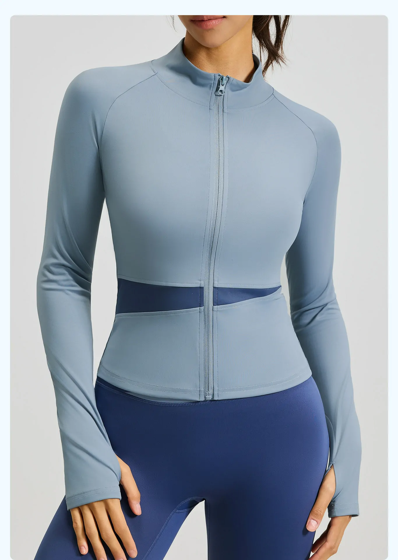 Color Block Yoga Jacket - Breathable Slim-Fit Cover with Naked Feel for Studio & Lounge - 图片 6