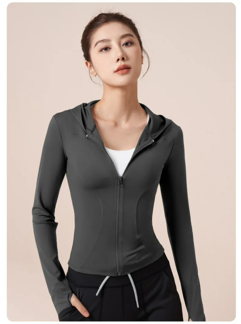 Hooded Training Jacket - Wind-Resistant & Streamlined Fit for Running, Cycling & Yoga - 图片 8