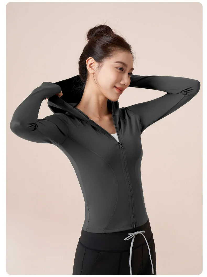 Hooded Training Jacket - Wind-Resistant & Streamlined Fit for Running, Cycling & Yoga - 图片 9