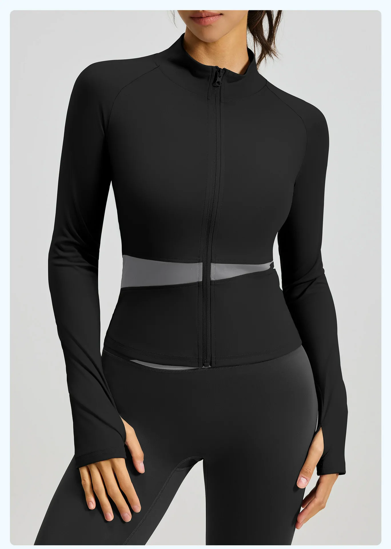 Color Block Yoga Jacket - Breathable Slim-Fit Cover with Naked Feel for Studio & Lounge - 图片 8