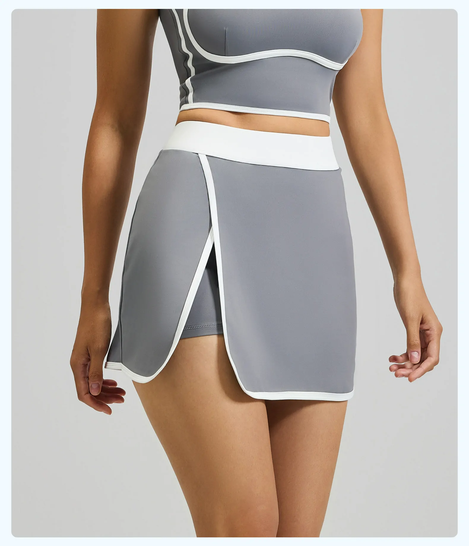 2-in-1 No-Sheer Athletic Skort - Built-in Pocket with Seam Detail for Yoga & Low-Impact Training - 图片 8