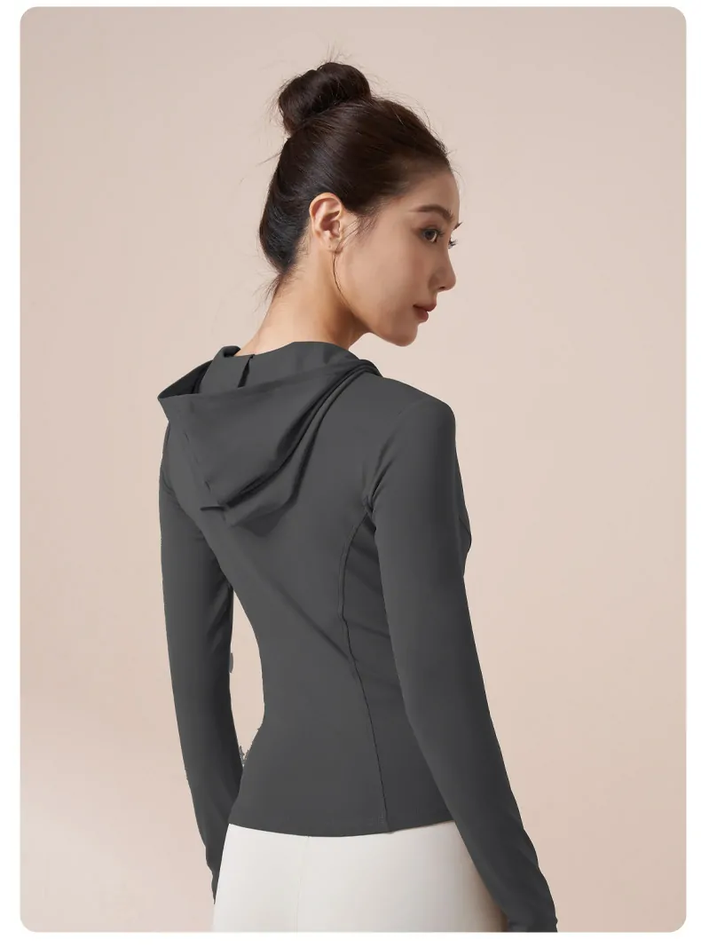 Hooded Training Jacket - Wind-Resistant & Streamlined Fit for Running, Cycling & Yoga - 图片 10