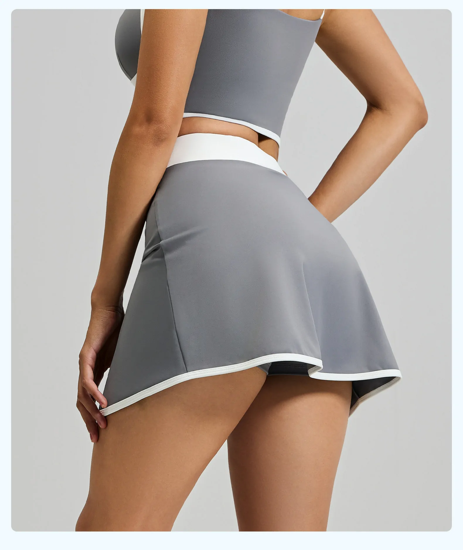 2-in-1 No-Sheer Athletic Skort - Built-in Pocket with Seam Detail for Yoga & Low-Impact Training - 图片 9