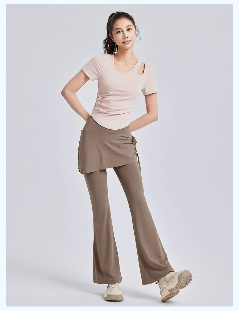 Cut-Out Detail Yoga Top - Slim-Fit Breathable Short Sleeve for Pilates & Dynamic Training - 图片 3