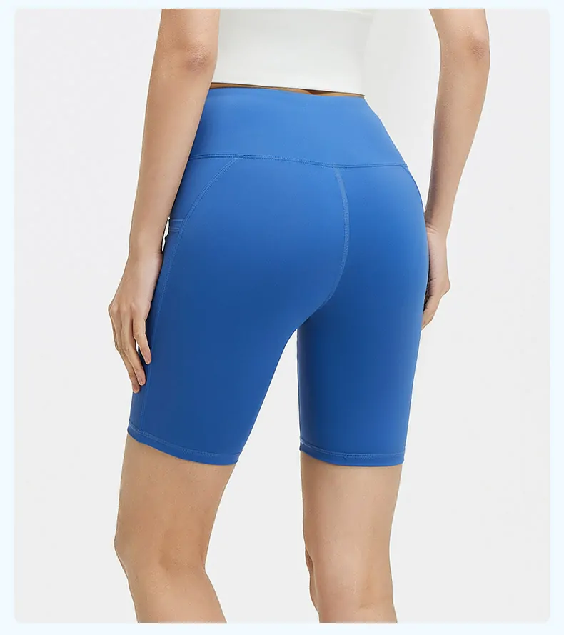 Striped High Waisted Yoga Shorts - 5-Inch Booty Lifting with Side Pockets for Dynamic Training - 图片 4