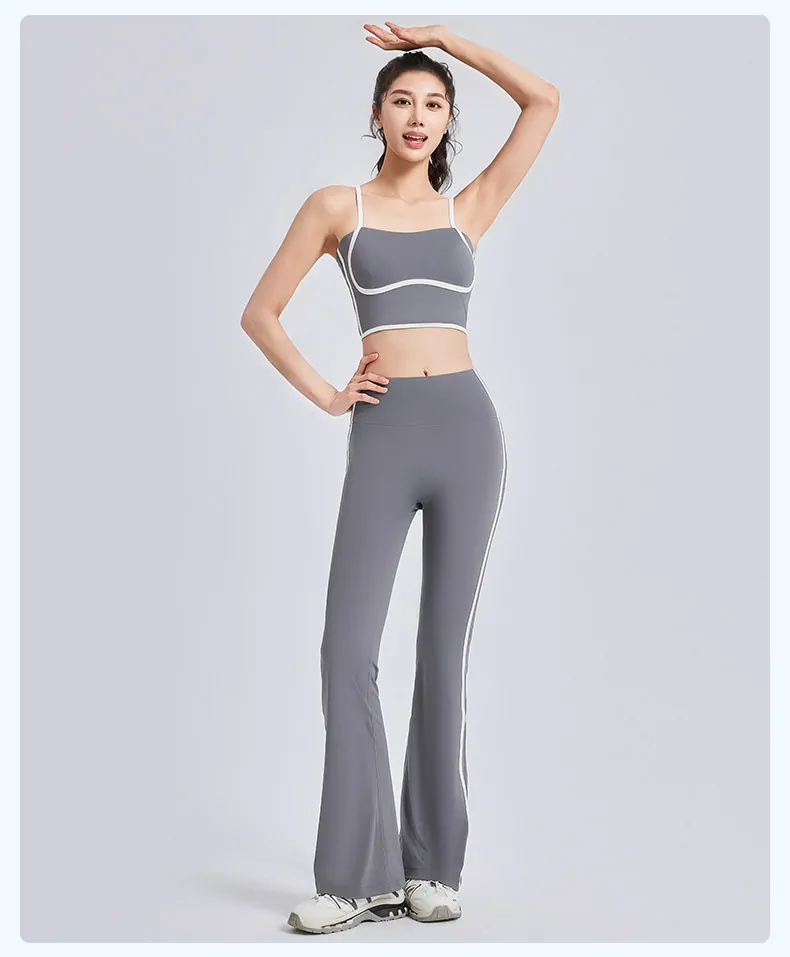 Sculpting 2-Piece Yoga Set - Ribbed Tank & High Waisted Leggings for Enhanced Curves - 图片 5