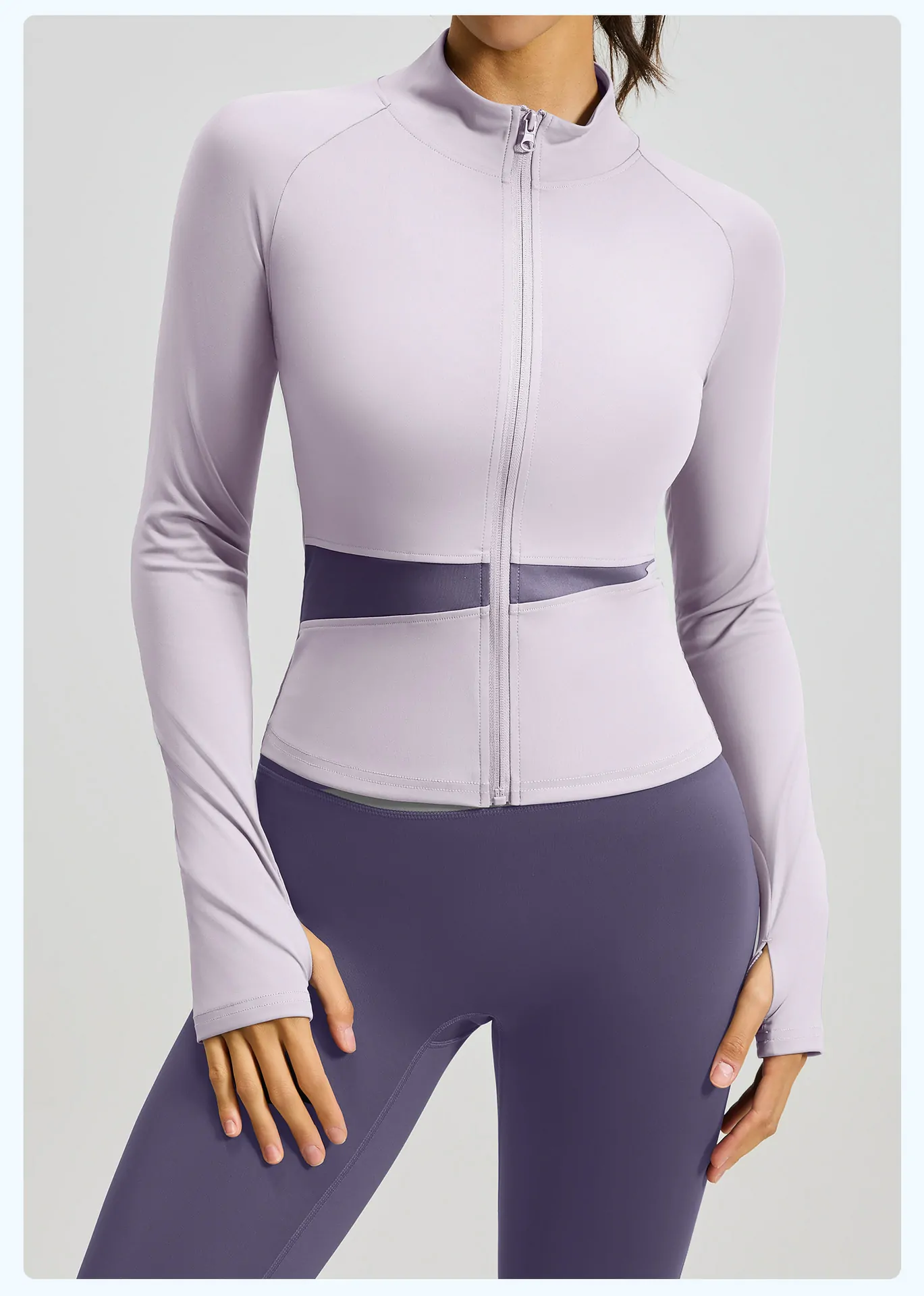 Color Block Yoga Jacket - Breathable Slim-Fit Cover with Naked Feel for Studio & Lounge - 图片 12