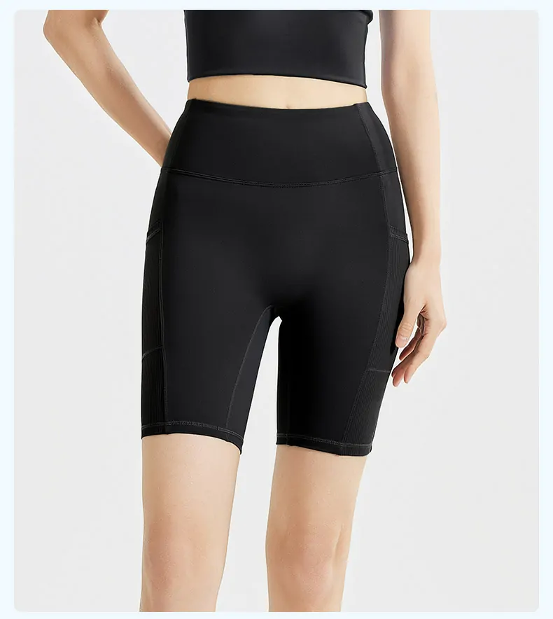 Striped High Waisted Yoga Shorts - 5-Inch Booty Lifting with Side Pockets for Dynamic Training - 图片 8
