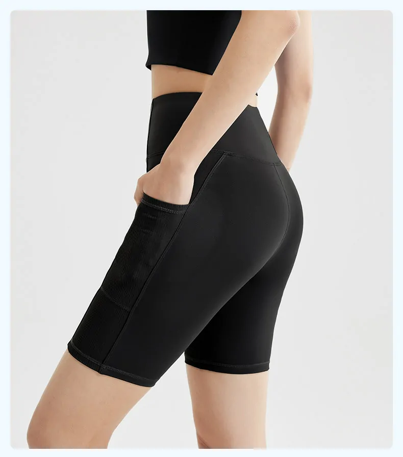 Striped High Waisted Yoga Shorts - 5-Inch Booty Lifting with Side Pockets for Dynamic Training - 图片 9