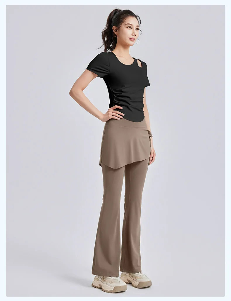 Cut-Out Detail Yoga Top - Slim-Fit Breathable Short Sleeve for Pilates & Dynamic Training - 图片 13