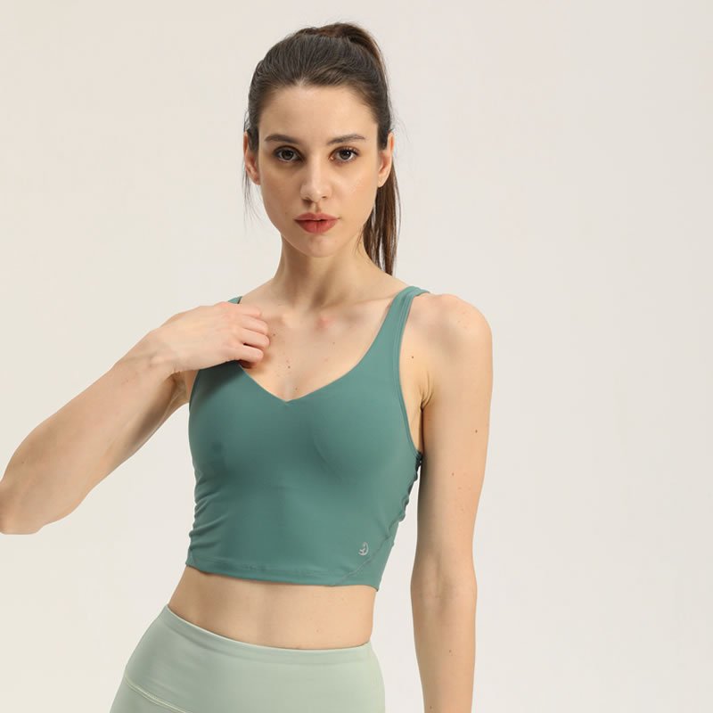 Padded High Impact Workout Top for Women - Quick-Dry Built-in Bra Yoga Vest, Running & Gym Sports Bra - 图片 3