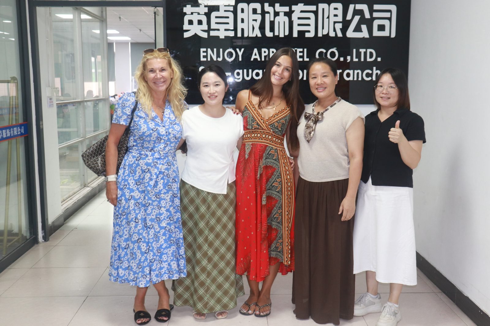 European clients visiting the Enjoy Apparel office in Zhongshan, China